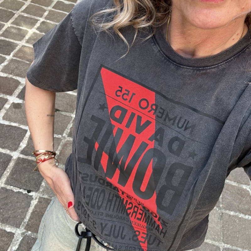 NUMERO155 TSHIRT DAVID BOWIE GRIGIO SCURO