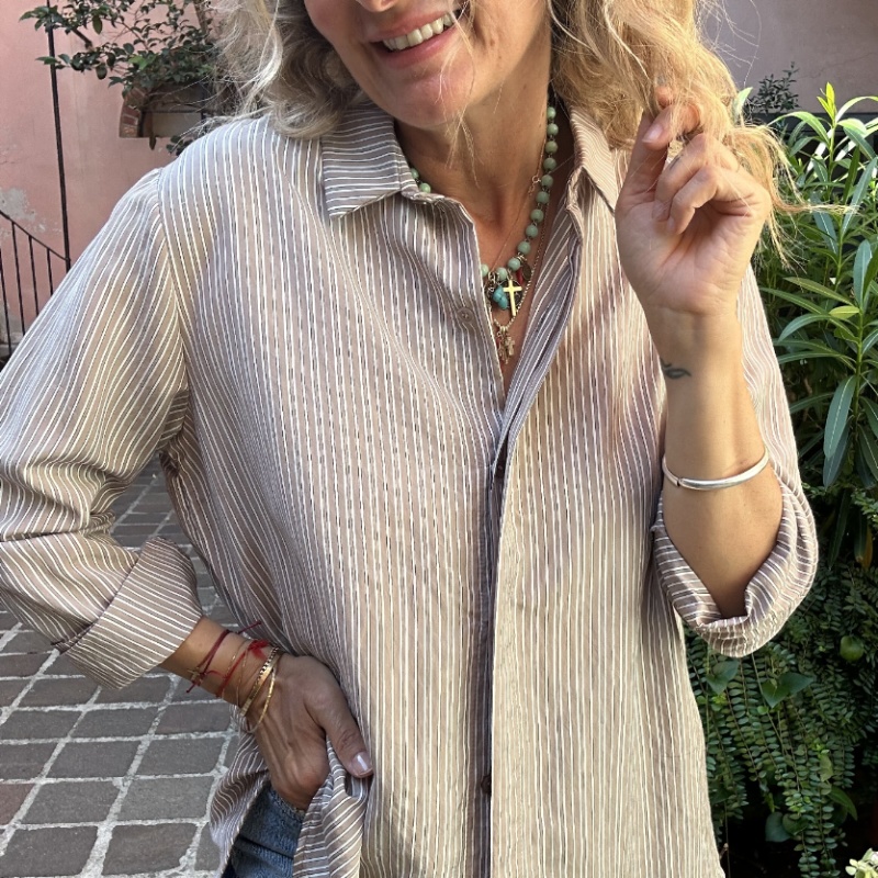 NUMERO155 CAMICIA STRIPES TAUPE