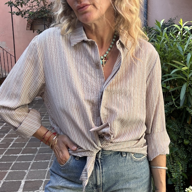 NUMERO155 CAMICIA STRIPES TAUPE