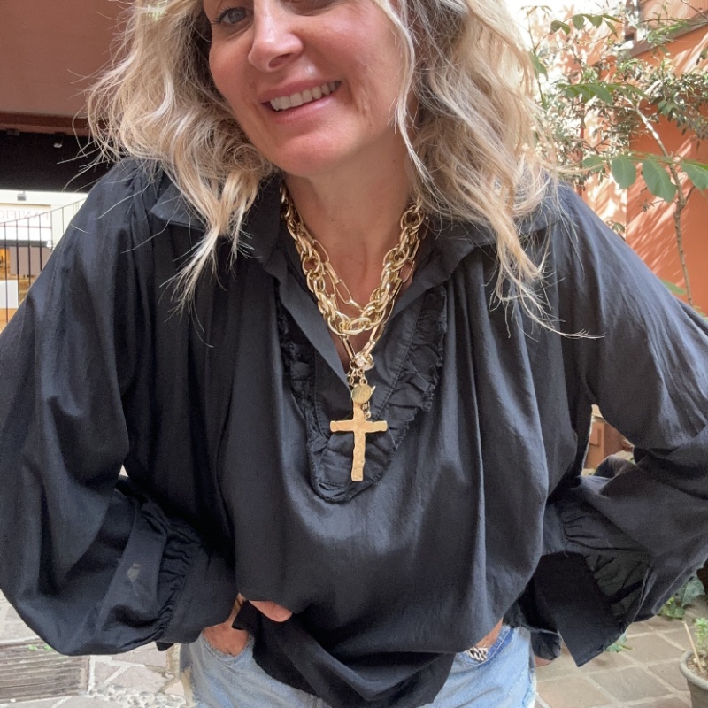 NUMERO155 CAMICIA MUSSOLA NERO