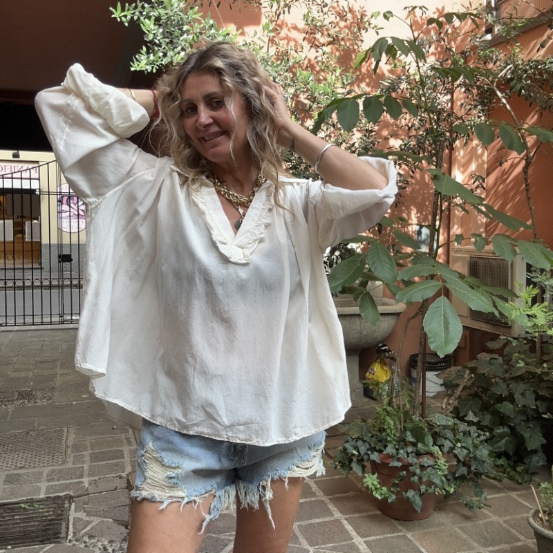 NUMERO155 CAMICIA MUSSOLA LATTE
